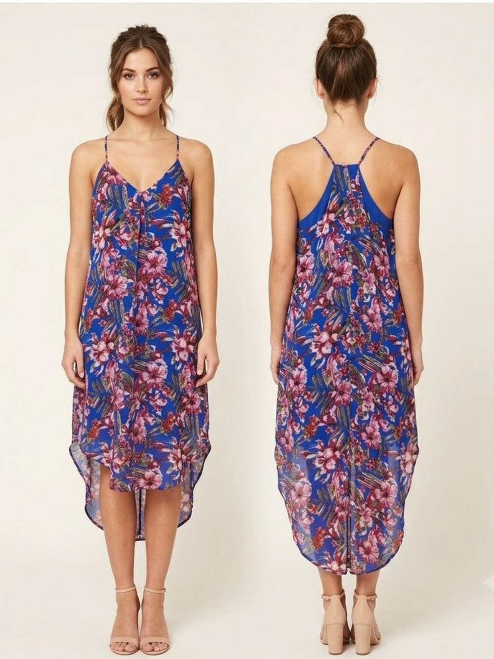 Evereve Mary & Mabel flowy chiffon floral print Racerback summer dress